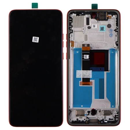 Original LCD display with bezel for Motorola Edge 50 Neo - red (Poinciana)