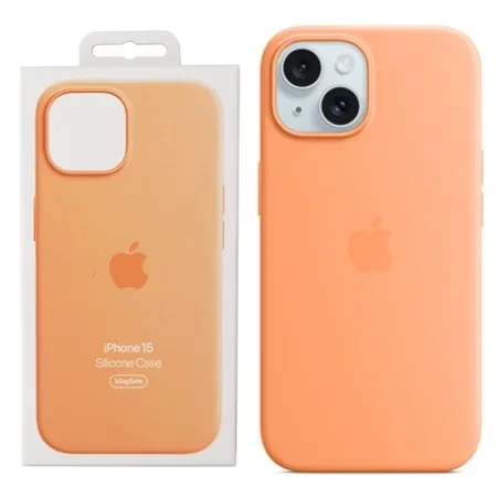 Apple iPhone 15 Silicone Case MagSafe - Orange (Orange Sorbet)