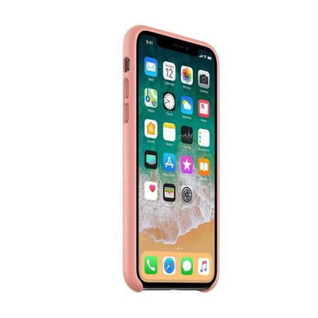 Etui skórzane Leather Case do Apple iPhone X - różowe (Soft Pink)