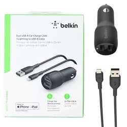 Belkin car charger with Lightning cable for iPhone/ iPad - 24W