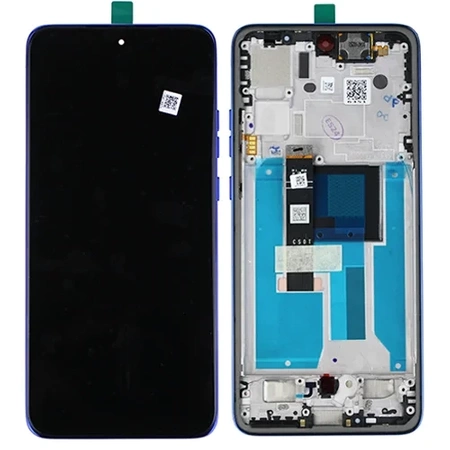 Original LCD display with bezel for Motorola Edge 50 Neo - blue (Nautical Blue)