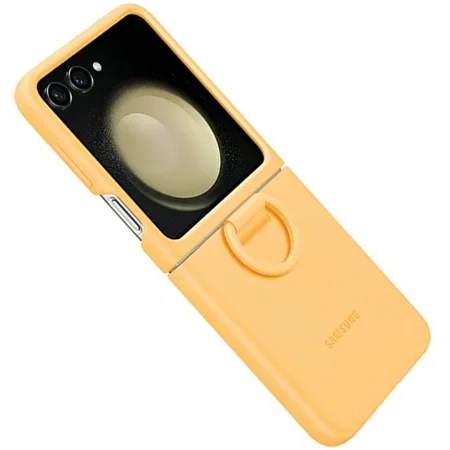 Samsung Galaxy Z Flip5 Silicone Phone Case with Ring - Yellow (Apricot)