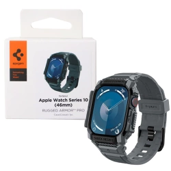 Spigen Rugged Armor Pro protective case with strap for Apple Watch 10 46 mm - black (Matte Black)