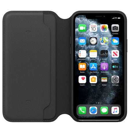 Etui skórzane Leather Folio do Apple iPhone 11 Pro - czarne (Black)