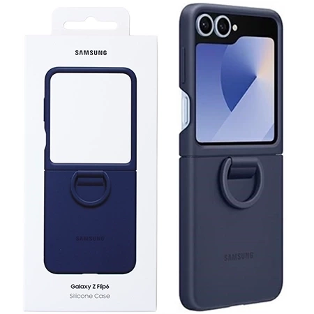 Samsung Galaxy Z Flip6 Silicone Phone Case with Ring - navy blue