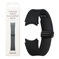 Strap for Samsung Galaxy Watch 4/ 4 Classic/ 5/ 5 Pro/ 6/ 6 Classic D-Buckle Hybrid Eco-Leather Band One Click 20 mm M/L - black