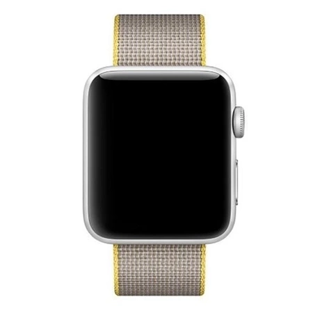 Apple Watch 42/ 44/ 45/ 49 Ultra Woven Nylon Strap - Gray/ Yellow (Yellow/ Light Gray)