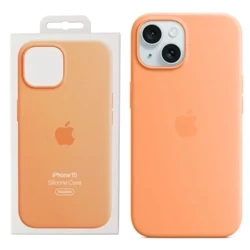 Silikonowe etui Apple iPhone 15 Silicone Case MagSafe - pomarańczowe (Orange Sorbet)