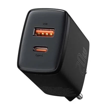 USB-A + USB-C Baseus Compact Quick Charger 20W - black