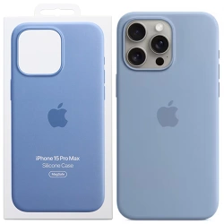 Apple iPhone 15 Pro Max Silicone Case MagSafe - Blue (Winter Blue)