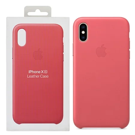 Skórzane etui Apple iPhone XS Leather Case - różowe (Peony Pink)