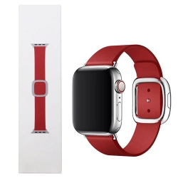 Skórzany pasek Apple Watch 38/ 40/ 41/ SE/ SE 2 Modern Buckle M - bordowy (Ruby)