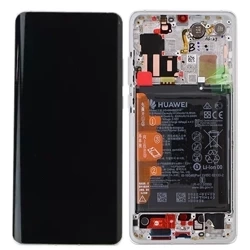 LCD display with frame and battery for Huawei P30 Pro - Silver (Silver Frost)