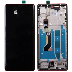 Genuine LCD display with bezel for Motorola Moto G85 5G - red (Viva Magenta)