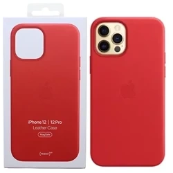 Skórzane etui Apple iPhone 12/ 12 Pro Leather Case MagSafe - czerwone (Scarlet)