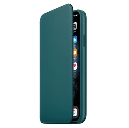 Skórzane etui Apple iPhone 11 Pro Max Leather Folio - zielone (Peacock)