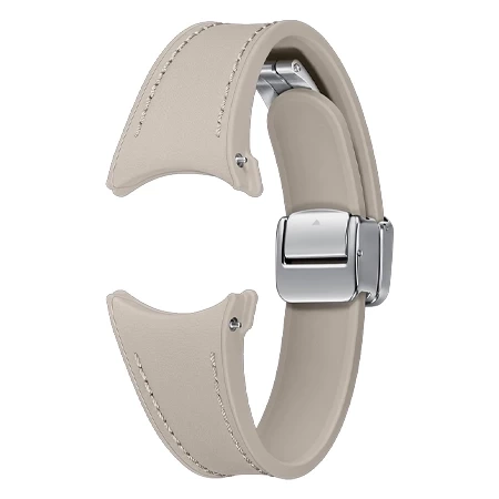 Strap for Samsung Galaxy Watch 4/ 4 Classic/ 5/ 5 Pro/ 6/ 6 Classic D-Buckle Hybrid Eco-Leather Band One Click 20 mm S/M - Beige (Etoupe)