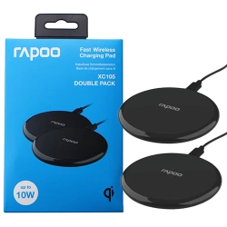 Rapoo Fast Wireless Charging Pad XC105 Double Pack 10W Inductive Charger Set of 2 - Black