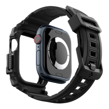 Etui ochronne z paskiem do Apple Watch 10 46 mm Spigen Rugged Armor Pro - czarne (Matte Black)