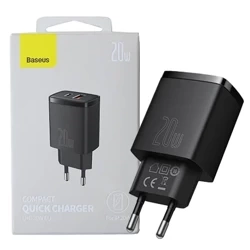 USB-A + USB-C Baseus Compact Quick Charger 20W - black