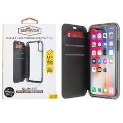 Apple iPhone X/ XS case Griffin Survivor Clear Flip Wallet - black