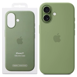 Silikonowe etui Apple iPhone 17 Silicone Case MagSafe Camera Control - zielone (Light Moss)
