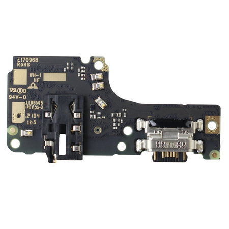 Xiaomi Redmi Note 10 board with USB-C charging connector, headphone connector and microphone