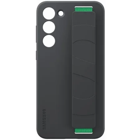 Case with strap for Samsung Galaxy S23 Plus phone Silicone Grip Case - black