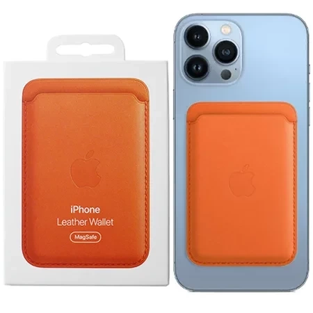 Apple Leather Wallet iPhone MagSafe FindMy - Orange (Orange)