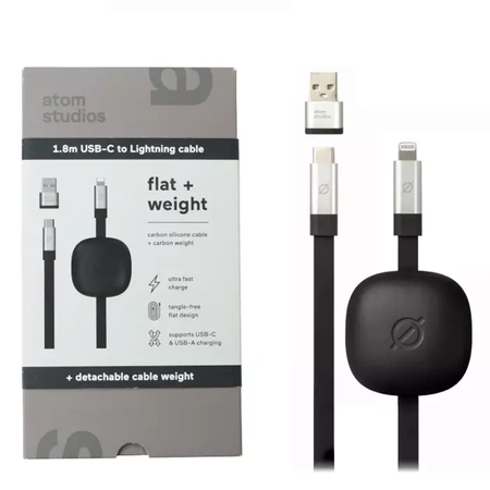 USB-C to Lightning cable with Atom Studios USB-A adapter - 1.8m