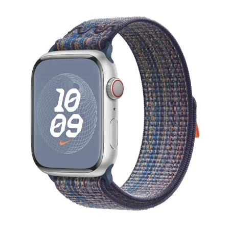 Strap for Apple Watch 42/ 44/ 45/ 49 Ultra/ Ultra 2 Nike Sport Loop - Blue (Game Royal/Orange)