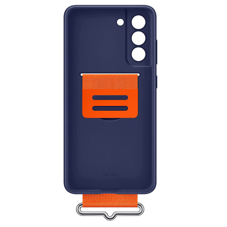 Samsung Galaxy S21 FE 5G Silicone Phone Case with Strap - navy blue