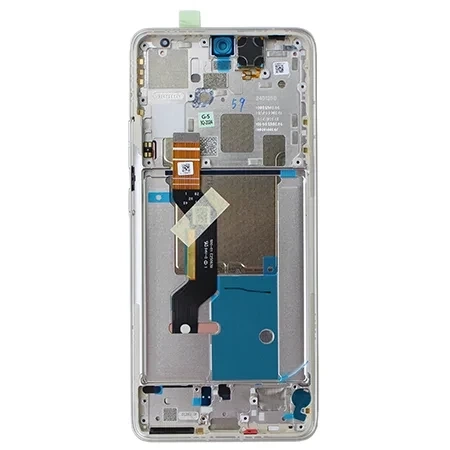 Genuine LCD display with bezel for Motorola Edge 50 Pro - silver (Moonlight Pearl)