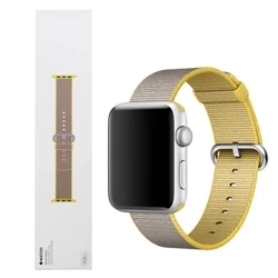 Apple Watch 42/ 44/ 45/ 49 Ultra Woven Nylon Strap - Gray/ Yellow (Yellow/ Light Gray)