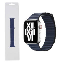 Skórzany pasek Apple Leather Loop rozmiar L do Watch 1/ 2/ 3/ 4/ 5/ 6/ 7 Series 42/ 44/ 45mm - niebieski (Diver Blue)