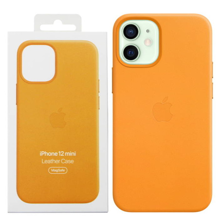 Apple iPhone 12 mini leather case Leather Case MagSafe MHK63ZM/A - bright orange (California Poppy)