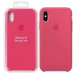 Silikonowe etui Apple iPhone XS Silicone Case - różowe (Hibiscus) [OUTLET]