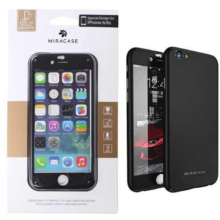 Apple iPhone 6/ 6s case + Miracase Full Protection 360 tempered glass - black