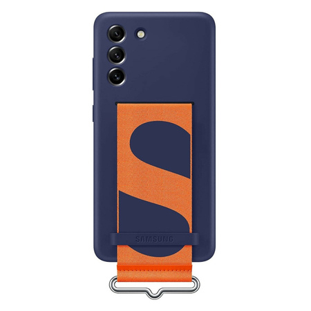 Samsung Galaxy S21 FE 5G Silicone Phone Case with Strap - navy blue