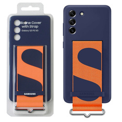 Samsung Galaxy S21 FE 5G Silicone Phone Case with Strap - navy blue