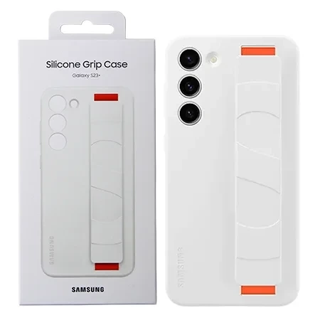 Case with strap for Samsung Galaxy S23 Plus phone Silicone Grip Case - white