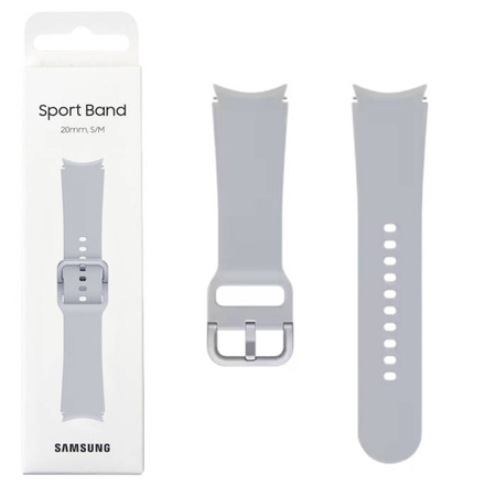 Strap for Samsung Galaxy Watch 4/ Watch 4 Classic/ Watch 5/ Watch 5 Pro 20 mm Sport Band S/M - Silver (Silver)