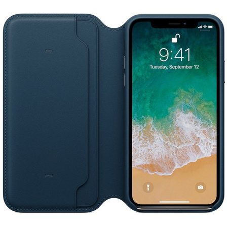 Apple iPhone X Leather Folio Case - Blue (Cosmos Blue)