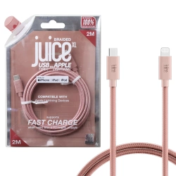 USB-C to Lightning Juice XL Braided Charger cable 2 m - pink