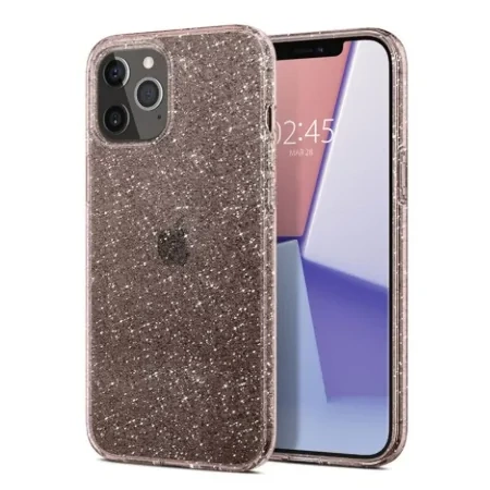 Etui na Apple iPhone 12 Pro Max Spigen Liquid Crystal Glitter silikonowe - różowe (Rose Quartz)