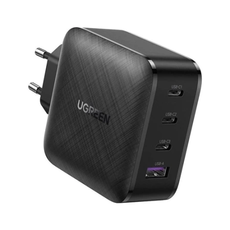 Ładowarka sieciowa USB-A i USB-C Ugreen GaN 65W - czarna