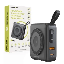 Powerbank turystyczny z kablami USB-C i Lightning Mobile Origin Travel Charger 10000 mAh - czarny