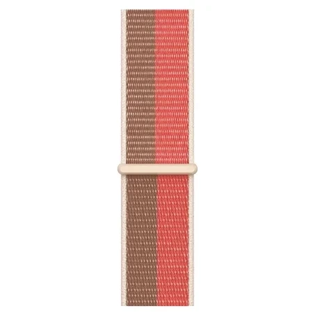 Apple Watch Strap 1/ 2/ 3/ 4/ 5/ 6/ 7 Series 42/ 44/ 45mm Sport Loop - Orange/Brown (Pink Pomelo/ Tan)