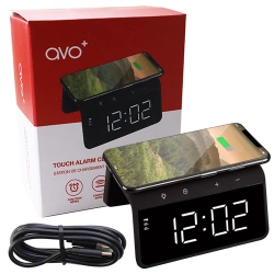 Avo+ 10W wireless charger with alarm clock - black