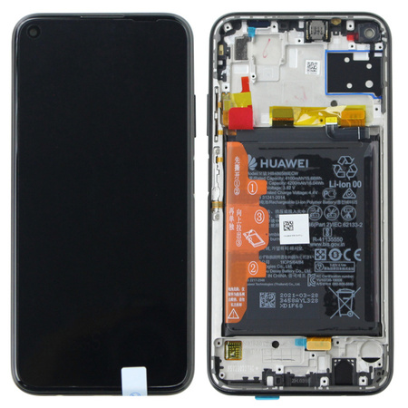 Huawei P40 Lite LCD display with bezel and battery - black